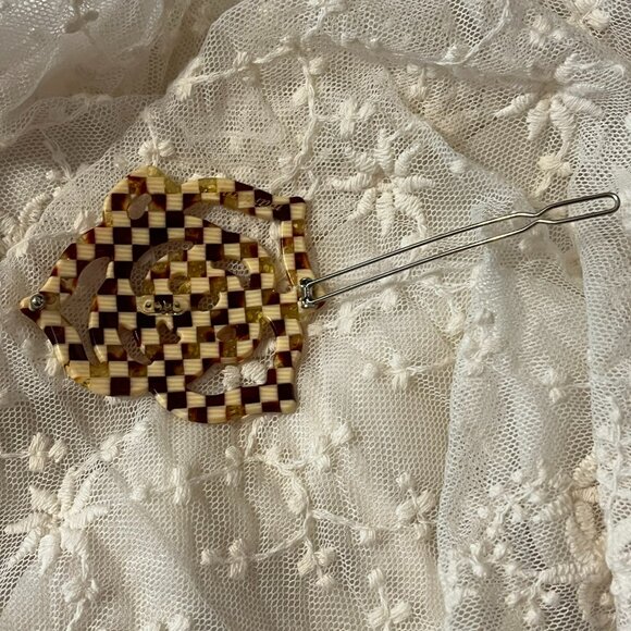 Checkerboard Rose Hair Clip - Picture 5 of 5